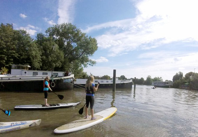Standup paddleboarding on the Thames
